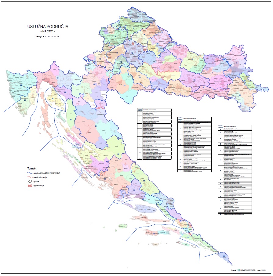 Karta vodnouslužnih područja – prva verzija nacrta