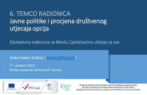 Edukacija na temu javnih politika i procjene društvenog utjecaja