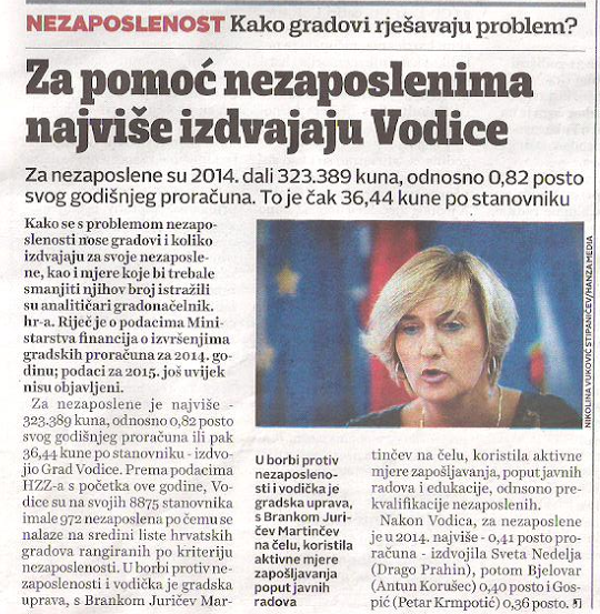 Za nezaposlene su najviše izdvojile Vodice